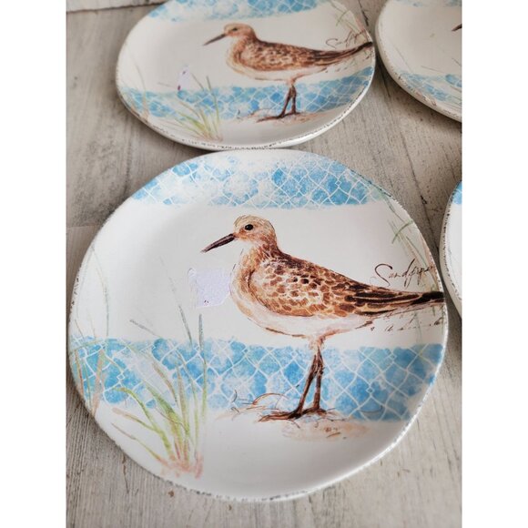 Pier 1‎ plate sandpiper bird set home decor 8" salad - Picture 2 of 5